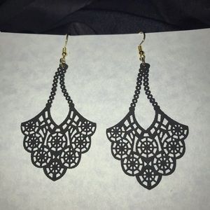 Black lacy earrings